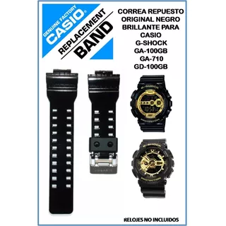 Correa Casio G-shock Negro Brillante Para Ga-100 Gd-100 