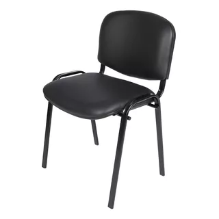 Silla De Escritorio Mobilarg Lisy Fija Tapizada S/brazos Base Negra  Negra Con Tapizado De Cuero Sintético