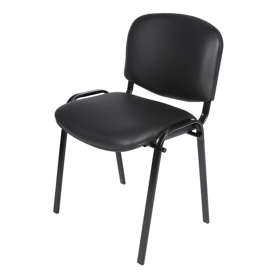 Silla de escritorio Lisy fija tapizada s/brazos base negra con tapizado de cuero sintético Fusion Muebles