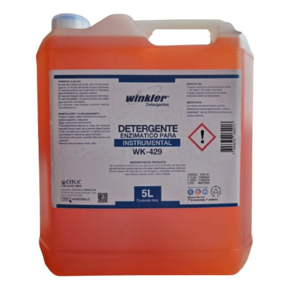 Detergente Penta-enzimatico Naranjo Para Instrumental - Marca Winkler - Env 5 Litros