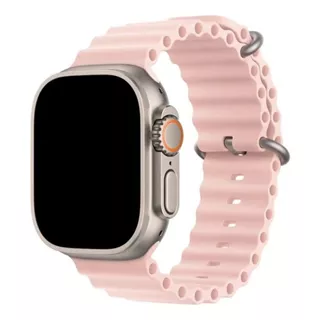Pulseira Oceano Relógio Smartwatch Silicone Alta Qualidade Cor Rosa-claro Largura 49 Mm