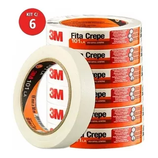 Fita Crepe Com 6 Rolos Para Uso Geral 18mm X 50m 3m