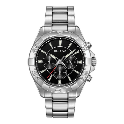 Reloj Bulova Quartz Chronograph Silver Original Time Square Color de la correa Plateado Color del bisel Plateado Color del fondo Negro