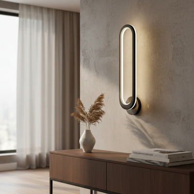 Aplique De Pared Led Gota Negro 12w Calido Cd