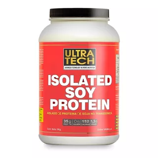 Proteina Isolada De Soja No Transgenica Ultra Tech X 1 Kg Proteína Aislada 0 % Carbohidratos Rápida Asimilación Sabor Frutilla