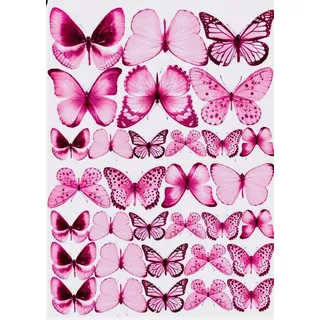 Laminas Comestibles Impresiones Mariposas 30 Unidades Color