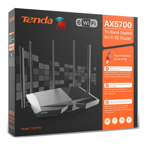 Tenda Tx27 Pro Ax5700 Tri-band Gigabit Wi-fi 6e Router Color Negro