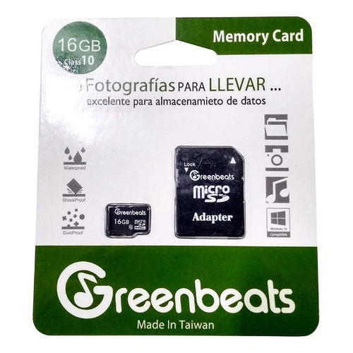 Memoria Micro Sdhc Greenbeats 16gb Clase 10