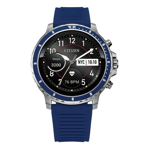 Reloj Citizen Eco-drive Smart Watch Mx000 Time Square Color de la correa Azul Color del fondo Negro