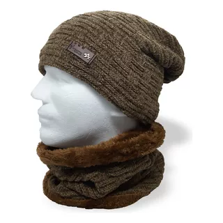 Gorro Caído Largo + Cuello Invierno Lana C/ Corderito Unisex