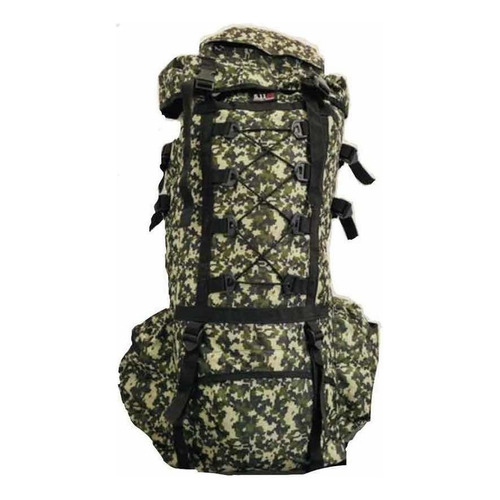 Mochila De Campismo Resistente 80 Litros Color Verde Oscuro Diseño De La Tela Militar