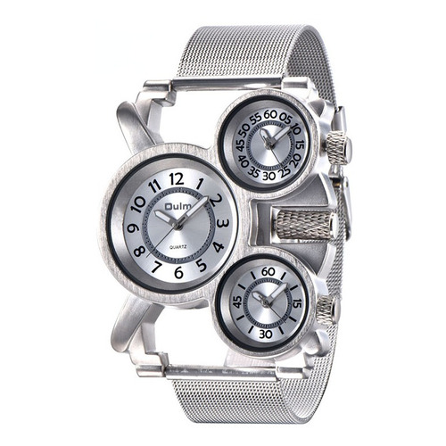 Reloj De Cuarzo Oulm Three Time Zone Para Hombre