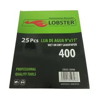 Lija Agua Grano 400 Lobster X 4 Unidades