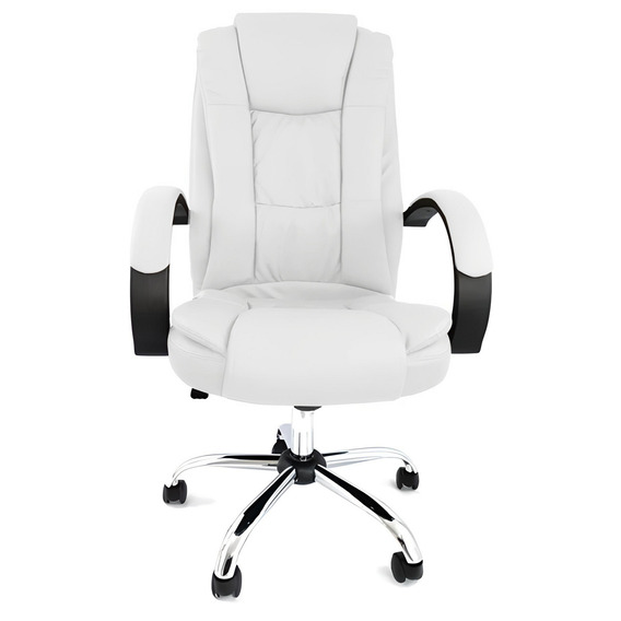 Silla De Oficina Ergonomica Presidencial Monterrey Giratoria Reclinable Marca Silleti Sistema Baculante Cuero Sintetico Alta Calidad Color Blanco