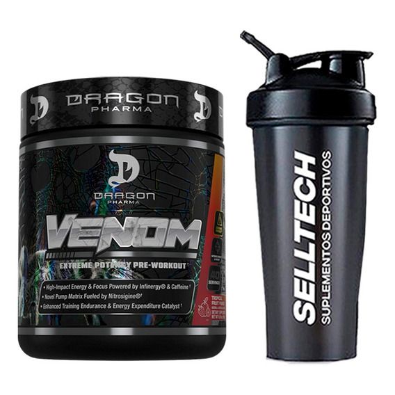 Pre Entreno Dragon Pharma Venom 40 Serv Fruit Punch + Shaker