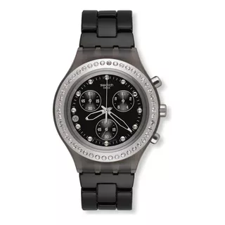 Reloj Swatch Mujer Full-blooded Stoneheart Silver Svcm4009ag Color De La Malla Negro