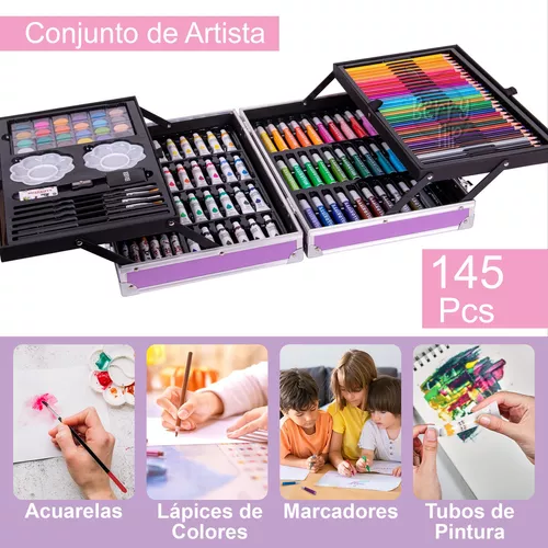 145 Pcs Set De Arte Profesional, Colores Lápices Kit Dibujo