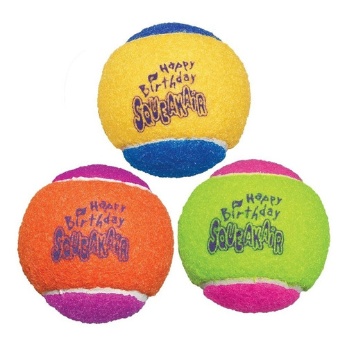 Juguete Para Perro Pelota Birthday Kong Sonido Pack 3 Unid Color Multicolor