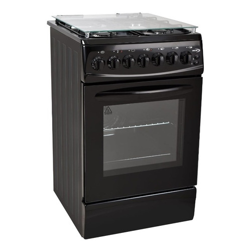 Cocina Delne TE 5631 - Black  gas envasado 3 hornallas  negra 220V puerta con visor 46L