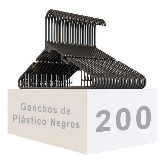 200 Ganchos Negros Para Ropa