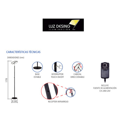 Lampara Velador De Pie Led Double 24w Control Remoto Tbcin