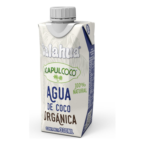 Agua De Coco Organica Calahua Acapulcoco 18 Pzas De 330ml 