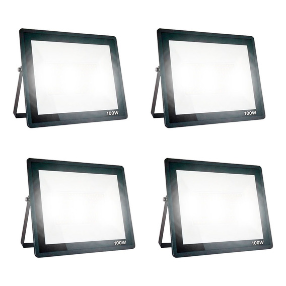 Pack X 4 Reflector Led Blanco 100w Alta Potencia Exterior