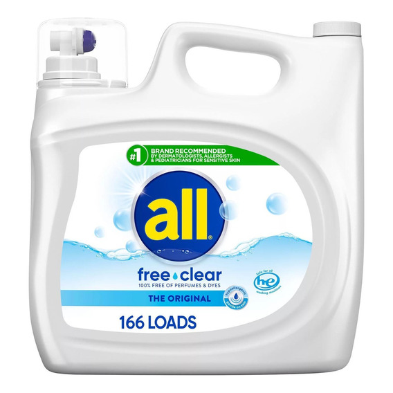 Detergente Liquido  All Free Clear 166 Lavadas 7.l 