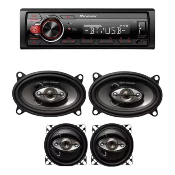 Estereo Pioneer Bluetooth + Bocinas Rock Series 4x6 Y 4 PuLG