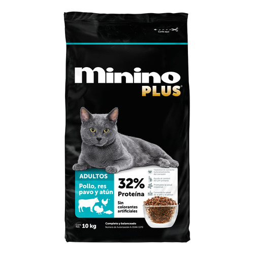 Alimento Minino Plus Gato Adulto Sin Colorantes Bolsa De 10kg