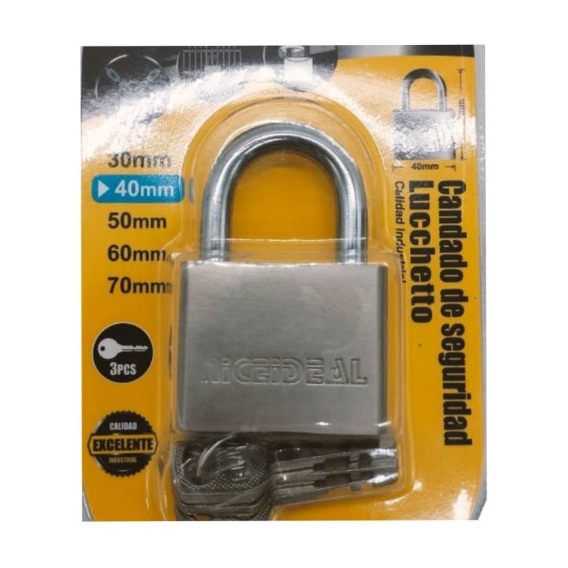  Candado De Seguridad  Pata Locker 40mm 3 Llaves 