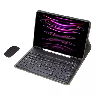 Capa Para Samsung Tab S7/s8 Com Teclado E Mouse Redondo