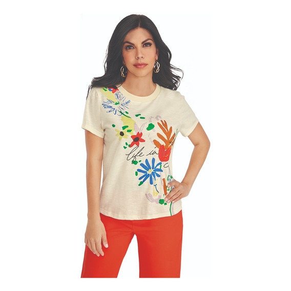 Playera Mujer Casual Ivory 942-56