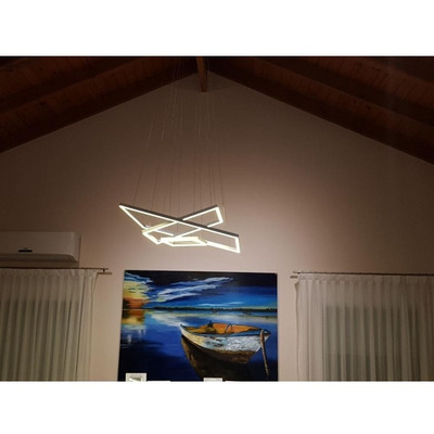 Lampara Colgante Quadra Triple Led 90+60+30 Cm  Luz Desing