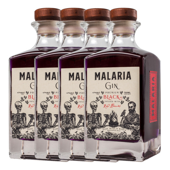 Gin Malaria Black Handcrafted Infused With Red Berries X 4u