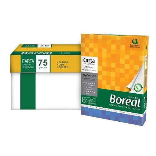 Resma Boreal carta multifunción de 500 hojas de 75g color blanco de 5 unidades por pack