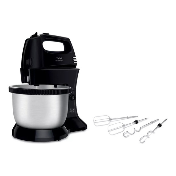 Batidora De Mano Con Bowl T-fal Quickmix Negro Ht3128