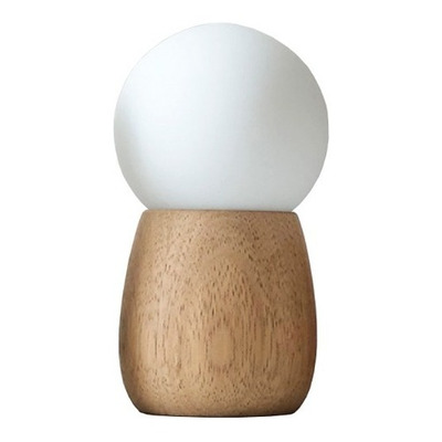 Lampara De Mesa Tunito Madera Vidrio Opal Apto Led E27 Obj 