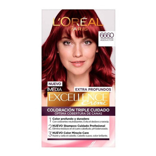 Kit Tinte L'Oréal Paris  Excellence Extra profundos tono 6660 seductor para cabello