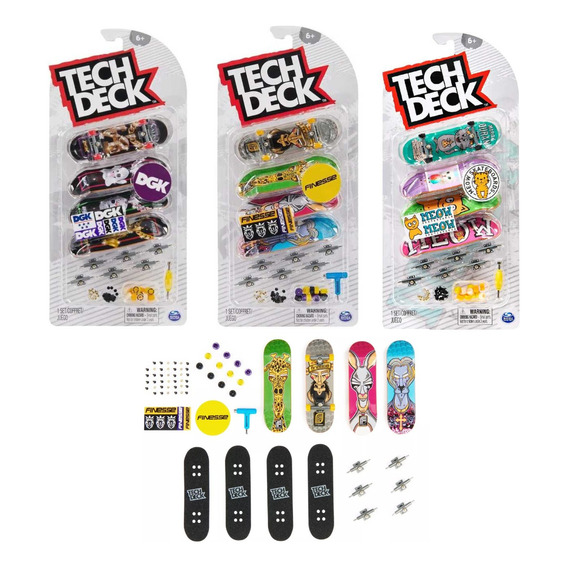 Tech Deck Skate Dedos - Pack 4 Skate + Accesorios