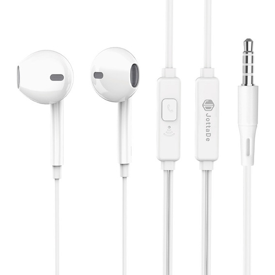 Auriculares Jd Music In Ear Stereo Jack 3.5mm Cable Blanco Manos Libres Micrófono
