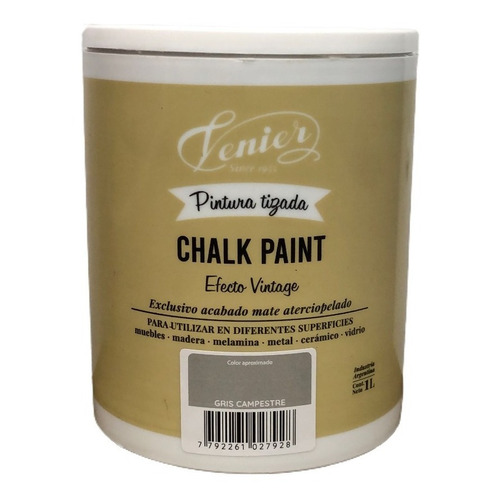 Chalk Paint Venier Tizada 8 Colores 1 Litro Tiza Color Gris Campestre