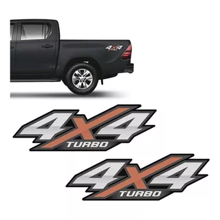 Par De Adesivo 4x4 Turbo Nova Hilux 2016 2017 2018 Emblema