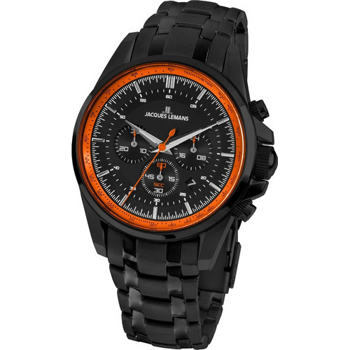 Reloj Jacques Lemans Hombre 1-1799y Negro Color del fondo Negro con Naranja