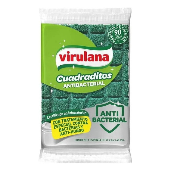 Esponja Virulana Cuadraditos Antibacterial Mango Cuidauñas