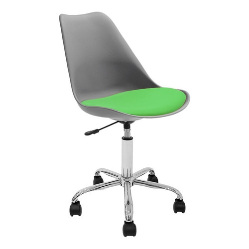 Silla Oficina Escritorio Operativa Pc Tulip Newmo Color Gris Asiento Verde