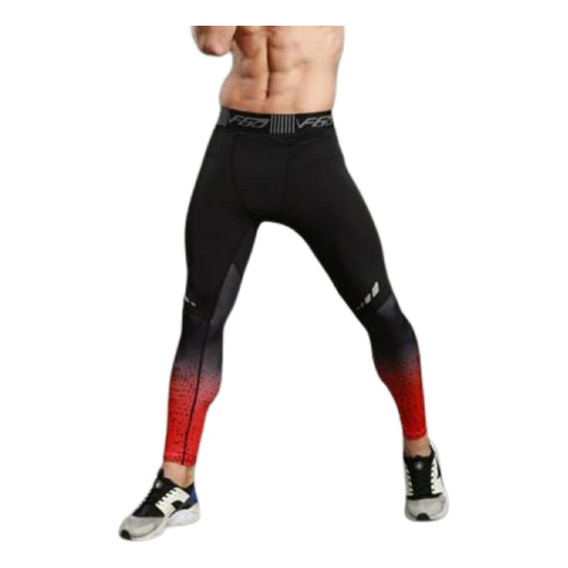 Lycra Deportiva Transpirable - Negro Con Rojo Ref. 8025