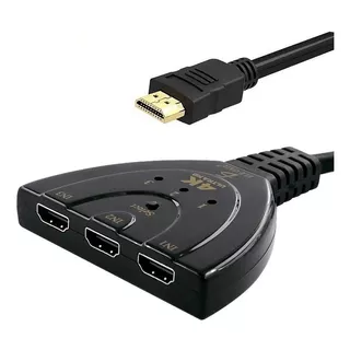 Splitter Hdmi Switch 4k Divisor De Señal 3 Puertos Selector Color Negro