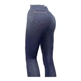Calza De Jeans Elastizada,talles Grandes(7 Y 8),azul Y Negro