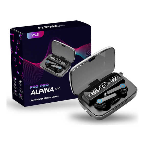 Auriculares Bluetooth F20 Pro Alpina Linterna Carga Celular